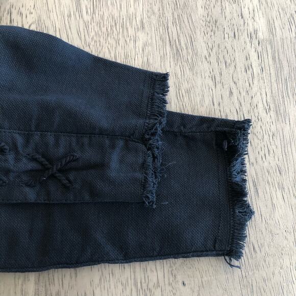 Chaser Canvas Utility Frayed Hem Lace-up Detail Black Pants - M - Picture 4 of 7